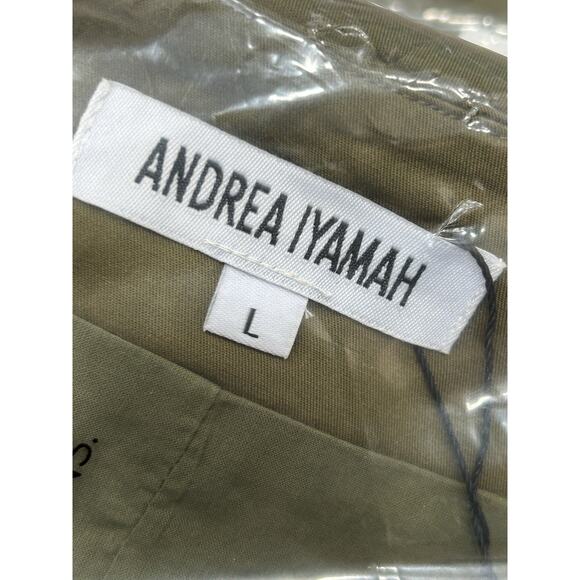 Andrea Iyamah Nia Culotte Jumpsuit 100% Cotton Olive Green‎ Boho Size Large NWT - Picture 5 of 6